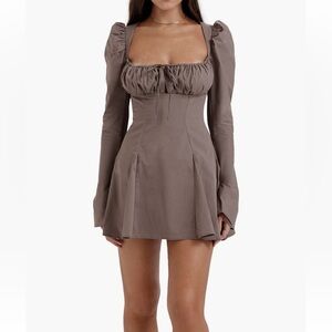 HOUSE OF CB Carlina Long Sleeve Cotton Blend Dress